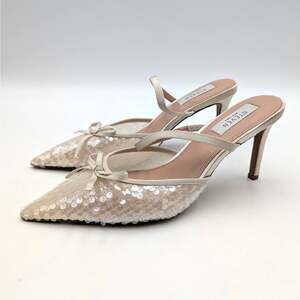 Steven New York Laurie Sequin Mule Pump Pointed Toe Women's Beige Size US6.5
